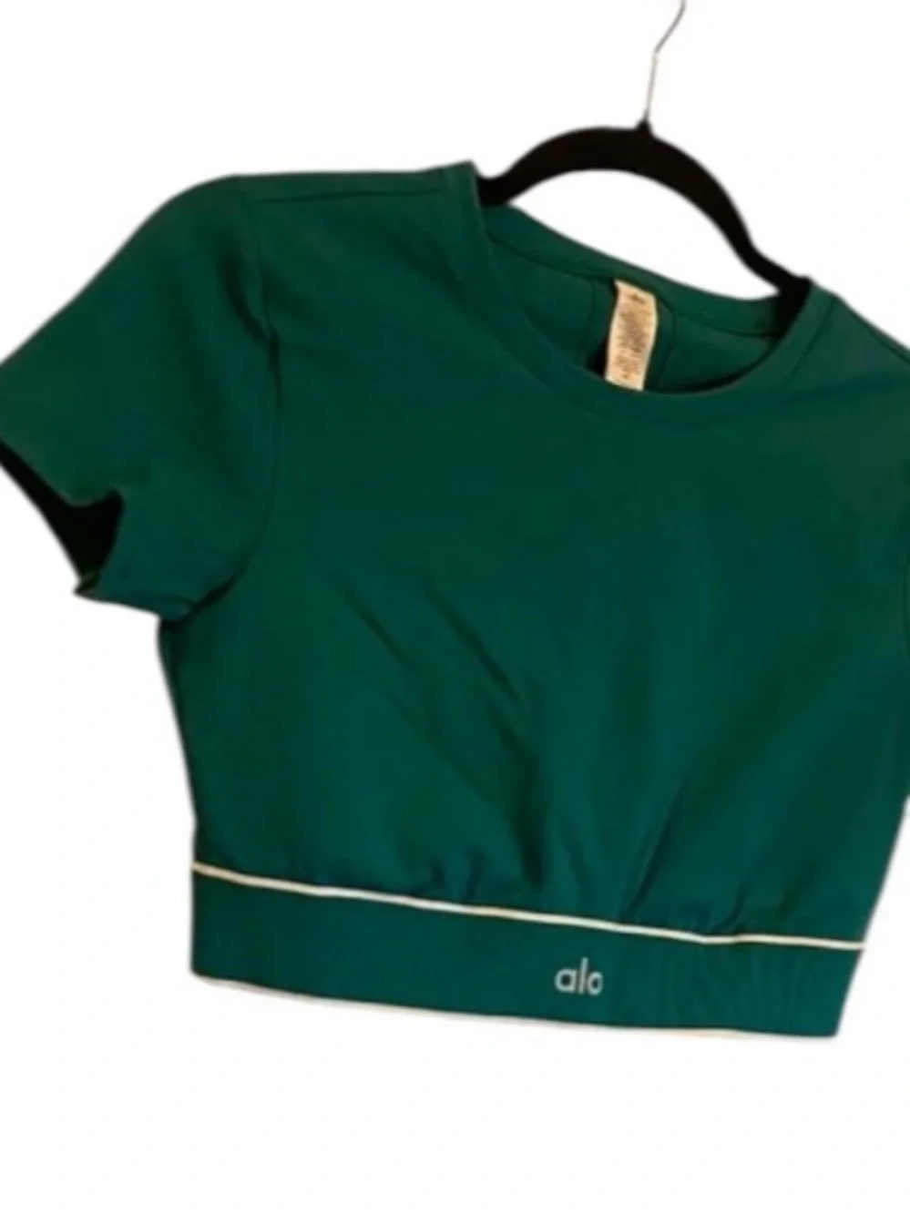 NWT Alo Yoga Set Softsculpt Amp It Up S/S Bra & Skirt Size:M EMERALD ISLE